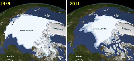 Comparativa del hielo en 1979 y 2011, recogida por la NASA. |NASA